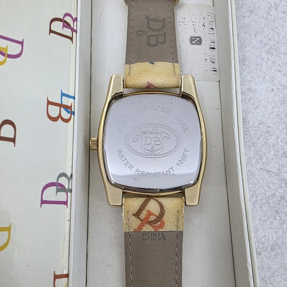 Vintage Dooney & Bourke Gold-tone Rhinestones Logo Design Watch Y2K